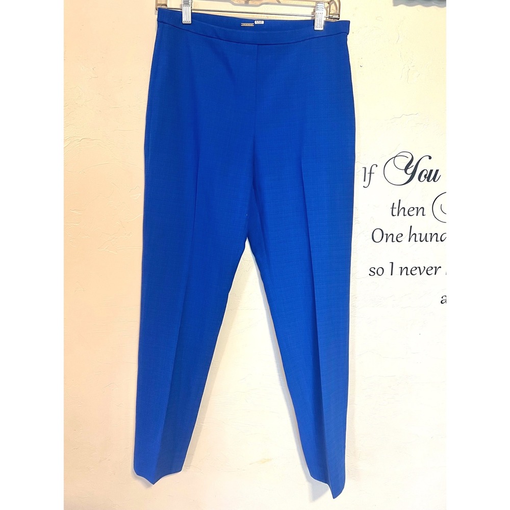 Elie Tahari Womens Cobalt Blue Textured Slim Leg Dress Pants 4 career work